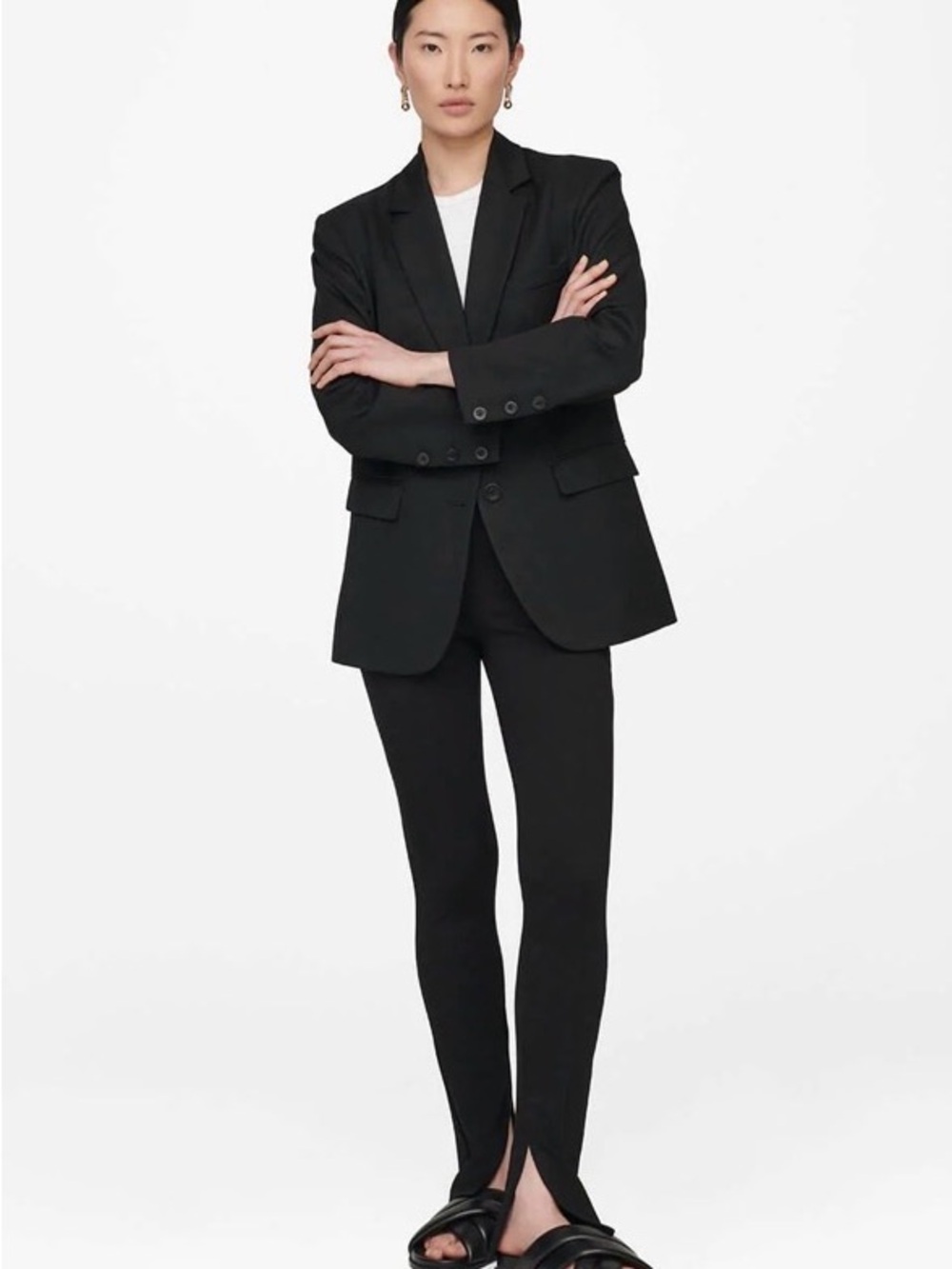 NWT REVOLVE Anine Bing Max Tailored Pants in Black Size 34